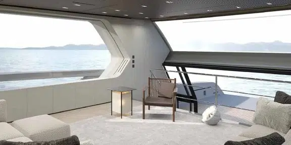 BESTIA Luxury Charter Yacht Sanlorenzo SP110 Main Salon Seating Area