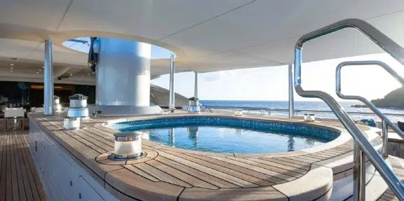 BLACK PEARL Luxury Sailing Charter Yacht Oceanco 105M Pool area