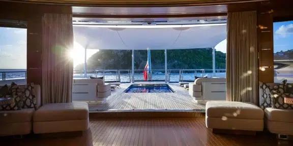 BLACK PEARL Luxury Sailing Charter Yacht Oceanco 105M Main Salon And Pool