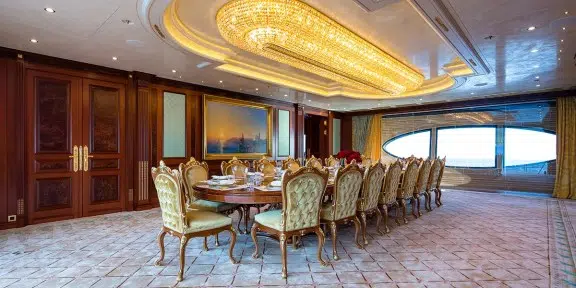 BLACK PEARL Luxury Sailing Charter Yacht Oceanco 105M Main Deck - Formal Dining