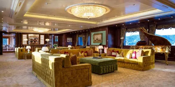 BLACK PEARL Luxury Sailing Charter Yacht Oceanco 105M Main Deck Saloon Seating