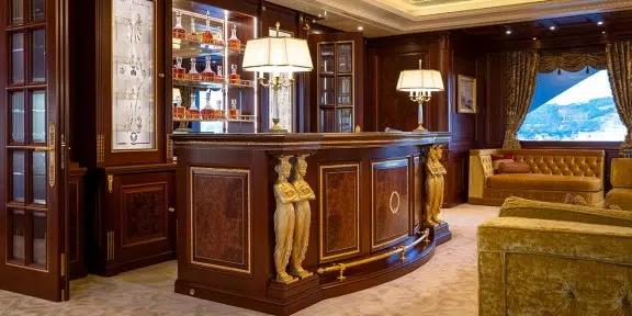 BLACK PEARL Luxury Sailing Charter Yacht Oceanco 105M Main Deck - Saloon Bar