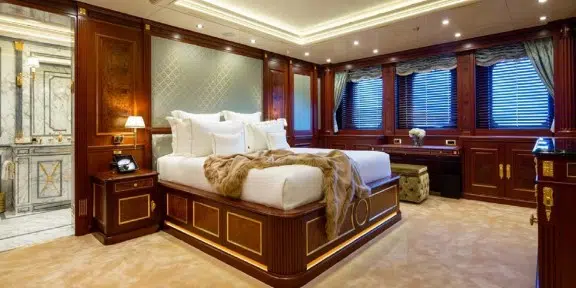 BLACK PEARL Luxury Sailing Charter Yacht Oceanco 105M MAster Cabin View