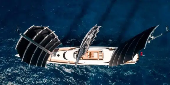 BLACK PEARL Luxury Sailing Charter Yacht Oceanco 105M Aerial Top View