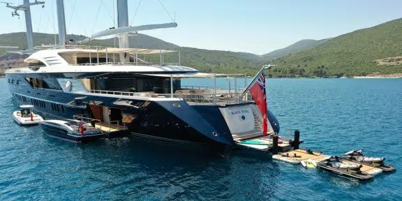 BLACK PEARL Luxury Sailing Charter Yacht Oceanco 105M Aerial Water Toys