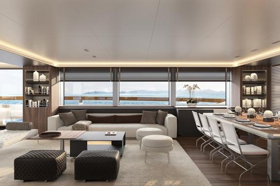 Saloon And Dining Area Rendering