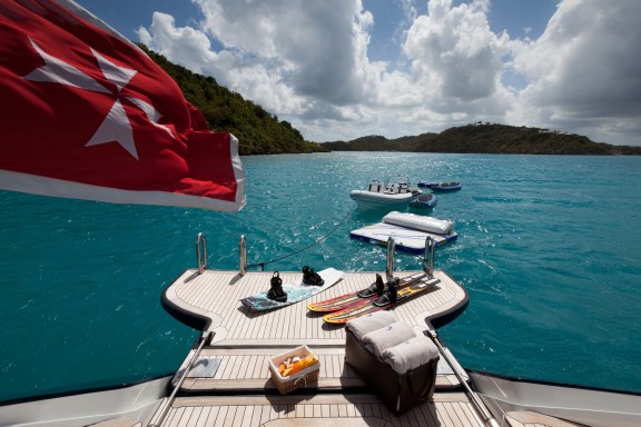 Swimming Landing On Board Yacht GENEVIEVE