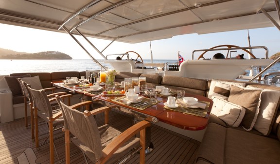 Cockpit Eating/dining Aboard Yacht GENEVIEVE