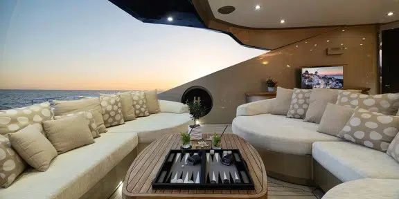 HOKULANI Luxury Charter Yacht Palmer Johnson PJ150 Aft Seating Area