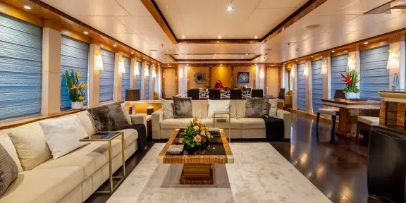 HOKULANI Luxury Charter Yacht Palmer Johnson PJ150 Main Salon Seating