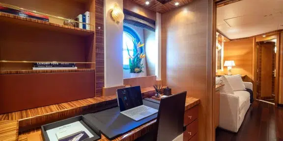 HOKULANI Luxury Charter Yacht Palmer Johnson PJ150 Master Stateroom Office