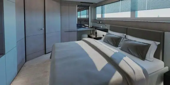 LADY LUNA Custom 32M Luxury Charter Yacht Guest Cabin Bed