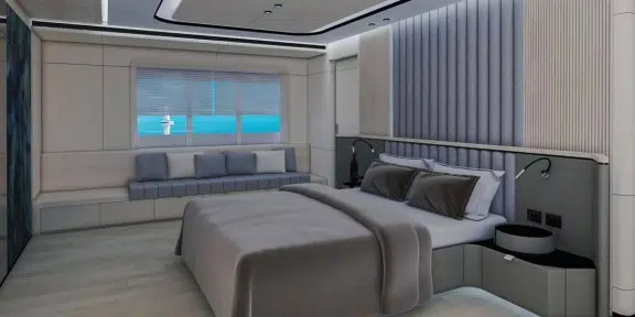 LADY LUNA Custom 32M Luxury Charter Yacht Master Cabin Bed