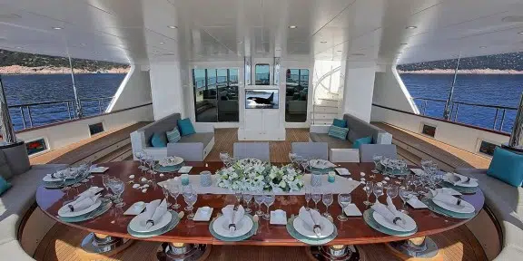MEIRA Luxury Sailing Yacht 55M Custom yacht Aft Deck Dining