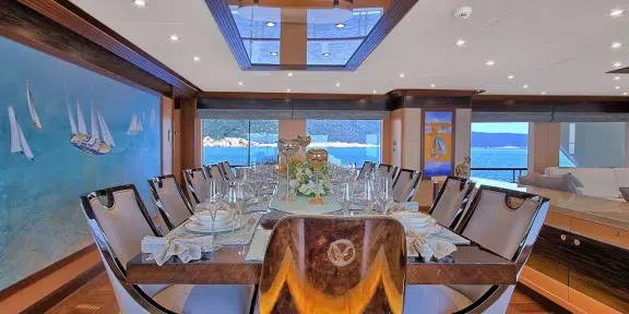 MEIRA Luxury Sailing Yacht 55M Custom yacht Main Salon Dining