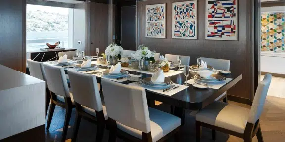 MOSKITO Luxury Charter Yacht Heesen 55M Steel Salon Dining