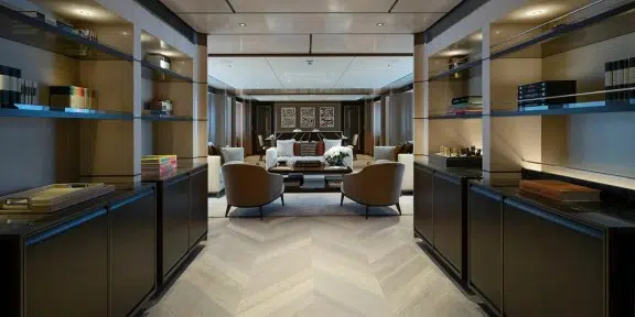 MOSKITO Luxury Charter Yacht Heesen 55M Steel Salon Entrance
