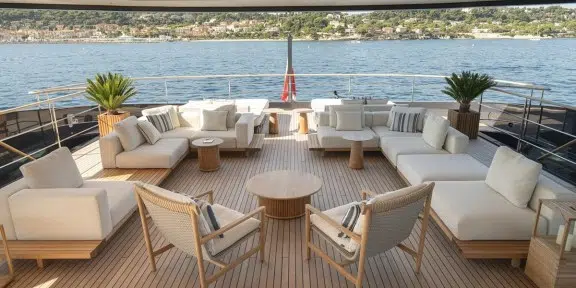 SEAWOLF X Luxury Motor Eco Catamaran Charter Rossinavi 43m Custom Aft Seating