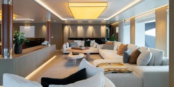 SEAWOLF X Luxury Motor Eco Catamaran Charter Rossinavi 43m Custom salon Seating