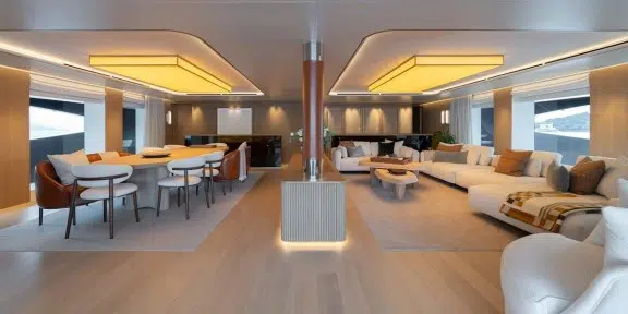 SEAWOLF X Luxury Motor Eco Catamaran Charter Rossinavi 43m Custom Main Salon