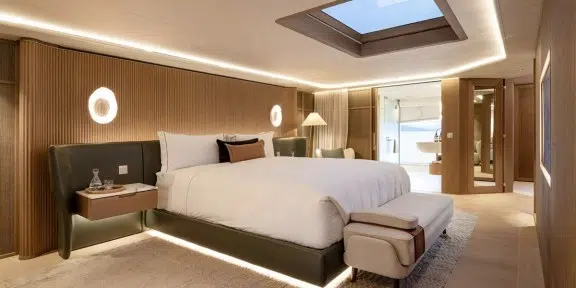 SEAWOLF X Luxury Motor Eco Catamaran Charter Rossinavi 43m Custom Master Cabin