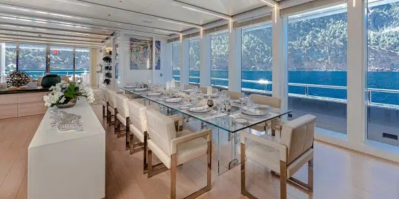 STELLA MARIS Luxury Charter Yacht Viareggio SuperYacht 72M Main Salon Dining