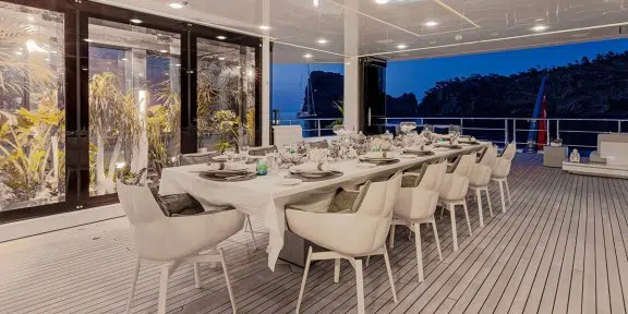 STELLA MARIS Luxury Charter Yacht Viareggio SuperYacht 72M Upper Deck Dining