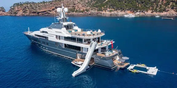 STELLA MARIS Luxury Charter Yacht Viareggio SuperYacht 72M Aerial Waterslide