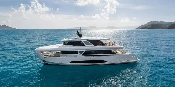 TETHYS Luxury Charter Yacht Ferretti Infynito 90 Aerial View