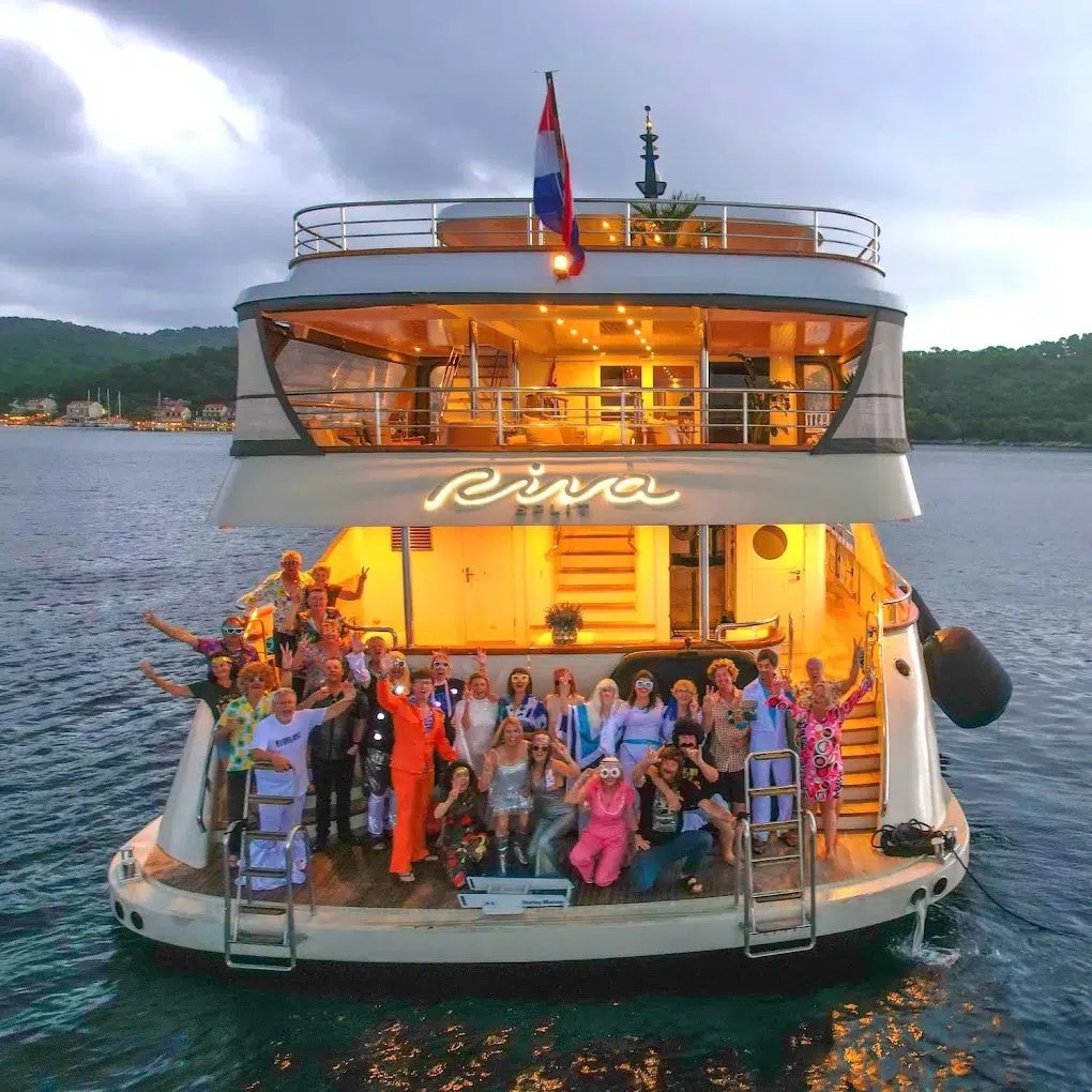 Clients on superyacht RIVA deck