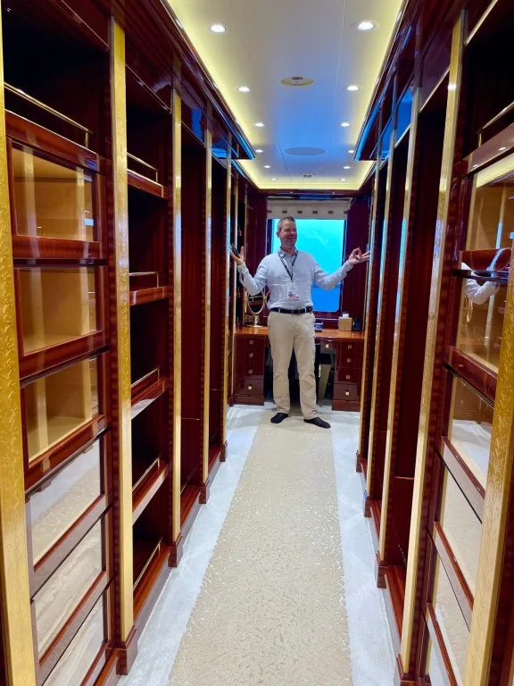 Master cabin walk-in closet onboard superyacht PLAN B