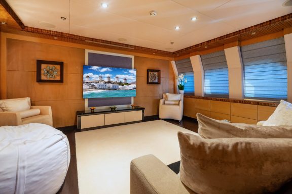 Media room/owner's salon forward on main deck