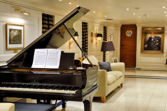 Steinway next to dining table