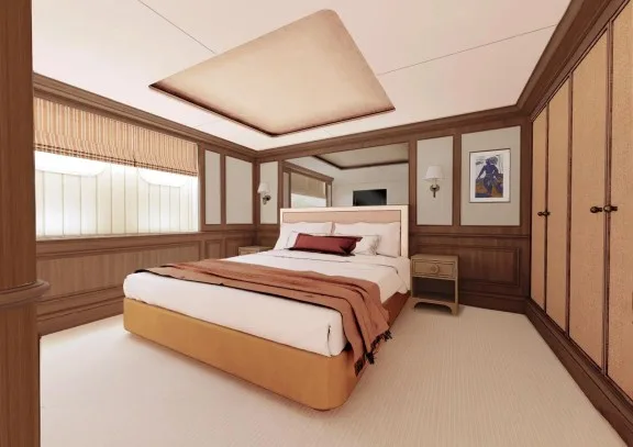 Render of typical guest cabin after winter 25-26 refit