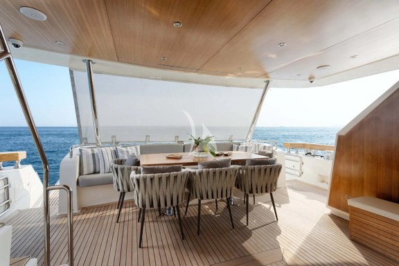 Aft Deck dining area shaded