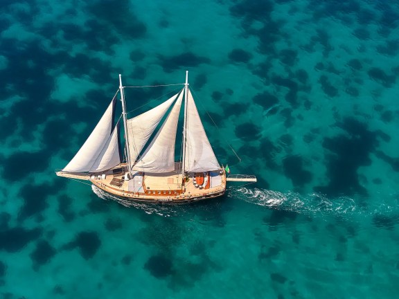 Aerial view under sail