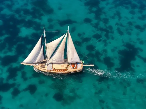 Aerial view under sail
