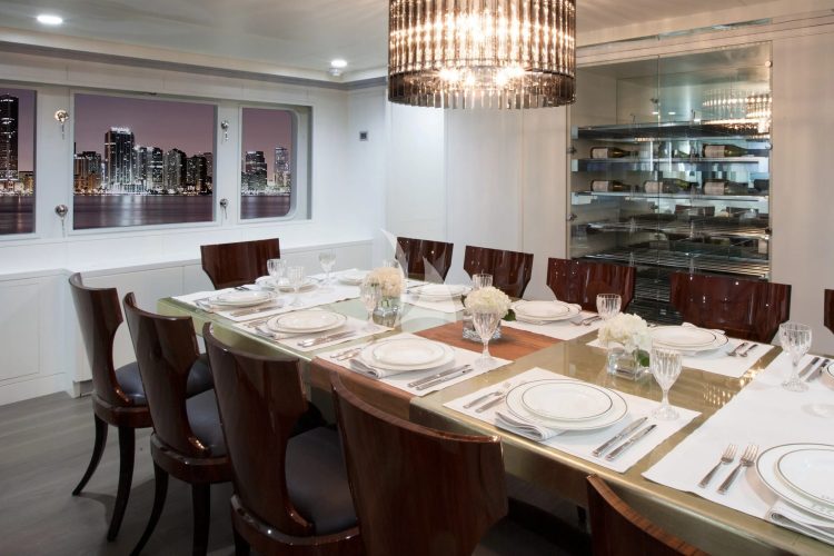 Main Salon Dining and Wine Cellar 