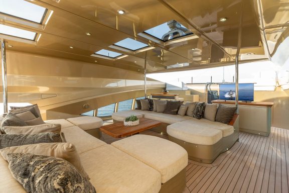 Bridge deck seating area facing forward