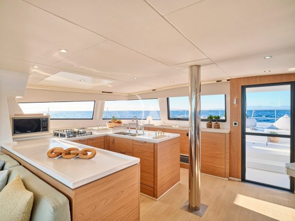 Galley with door to the foredeck
