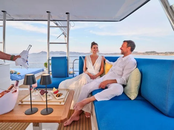 Cocktail time on the flybridge