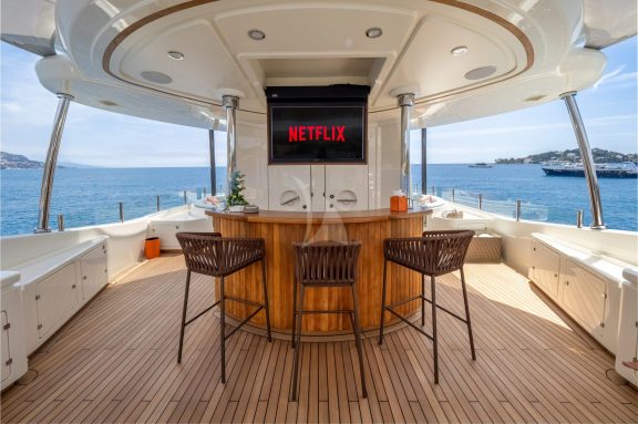 Sun deck bar area with TV