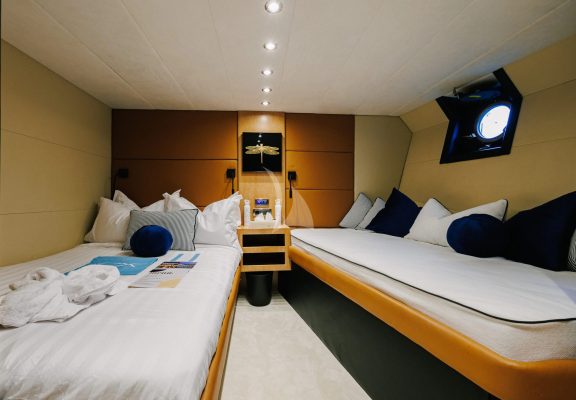 Double bed and built-in sofa