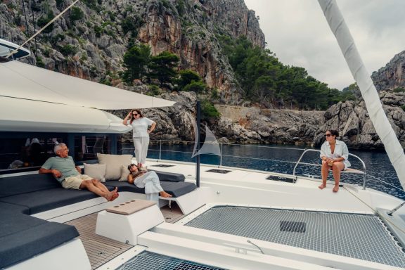 Relaxing on the foredeck
