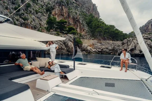 Relaxing on the foredeck
