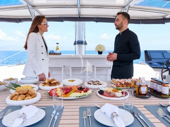 Discussing dinner options with the chef