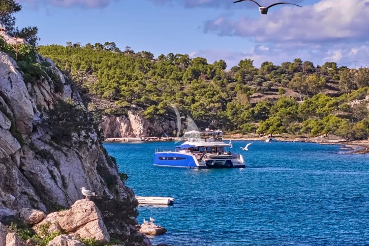 Anchored in a bay