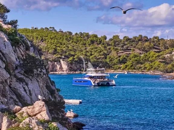 Anchored in a bay