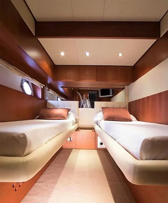 One of the 2 almost identical Twin Cabins. Both have spacious en suite bathrooms and can be converted to Doubles (King)