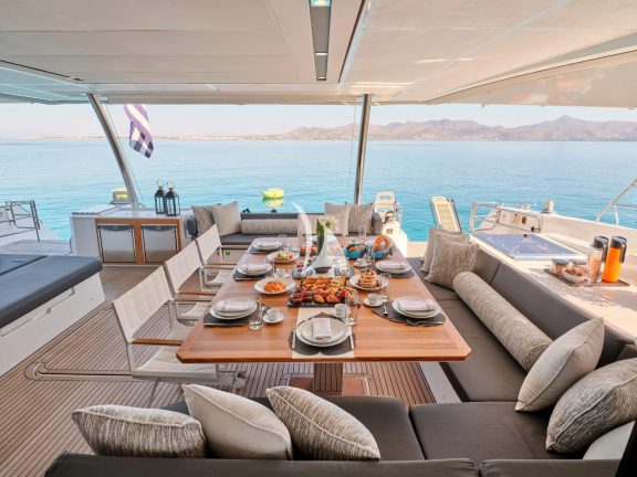 Aft deck dining area